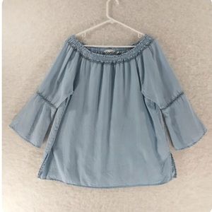 Soft Surroundings Off the Shoulder Chambray Lyocell Top Tunic